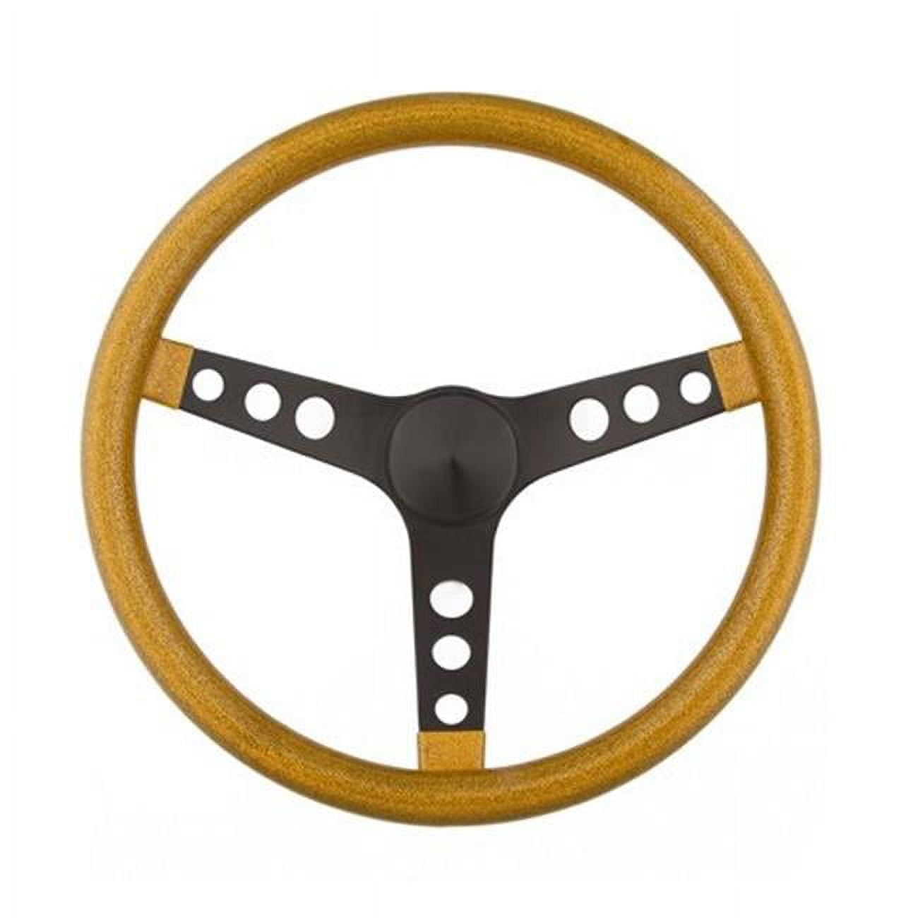 Gold Metal Flake 15" Steering Wheel with Black 3-Spoke Design