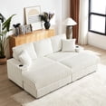 thumbnail image 1 of 84Inch Sofa Upholstered in Corduroy with Ottoman & Storage / Relaxing Seating for Family, 1 of 4