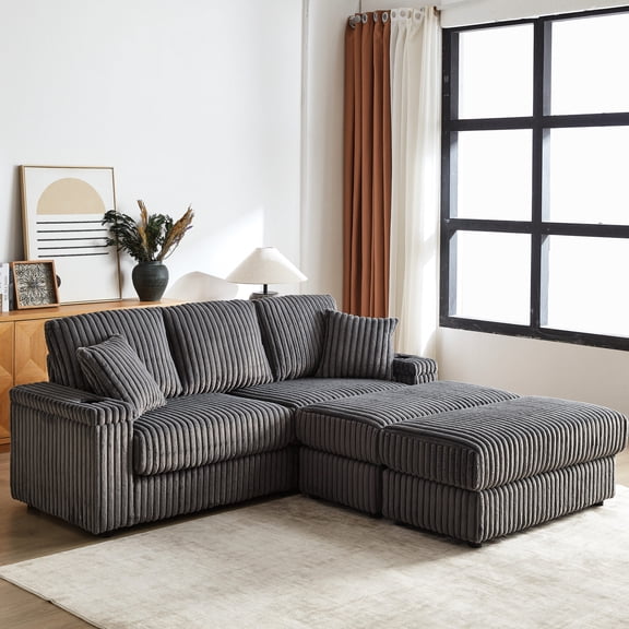 84Inch Sofa with Storage | Durable Solid Wood Frame | European-style Home