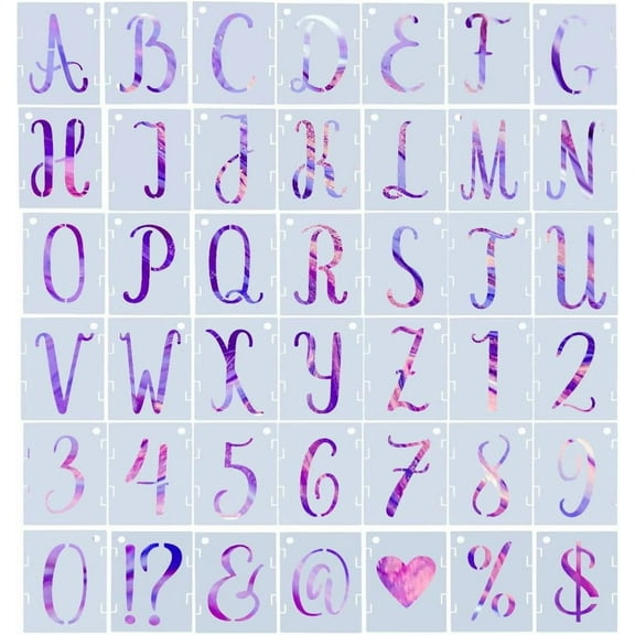 84PCS Letter Stencils 2 Inch Reusable Plastic Alphabet Numbers Symbols Templates Interlocking Letters Stencil