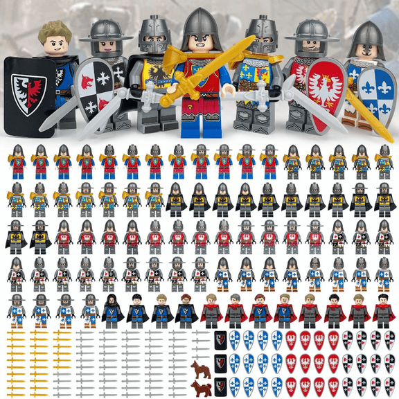 84PCS Medieval Legion Minifigures Set Warrior Battle Characters, Building Blocks Toy for Birthday & Gift Collection