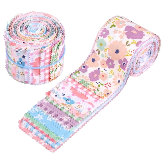 84Pcs Jelly Roll Fabric Strip Set Cotton Floral Print Pre Cut Quilting Strip Quilting and Sewing Patchwork Roll for DIY Crafts