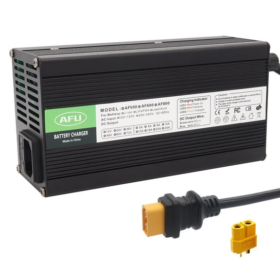 84V 8A Li-ion Battery Smart Charger With Cooling Fan Black Aluminum Case Safe And Durable Used for 20S 72V Lithium Battery Charger DC Output XT60 Male Connector