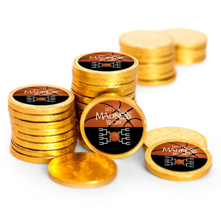 84ct Basketball Party Candy Favors Chocolate Coins Let the Madness Begin (84 Count) - Black