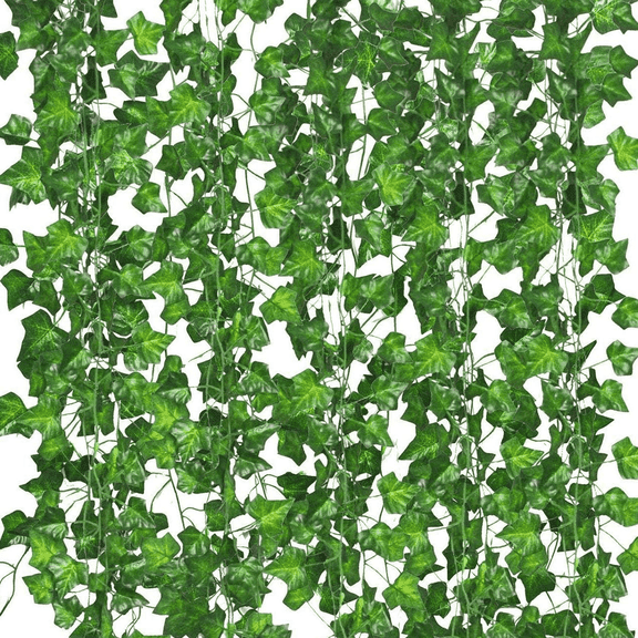 84Ft 12-Pack Artificial Ivy Leaves, Fake Ivy Leaf Garland, Hanging Greenery Vines for Indoor Outdoor Wall, Wedding, Garden & Home Decor