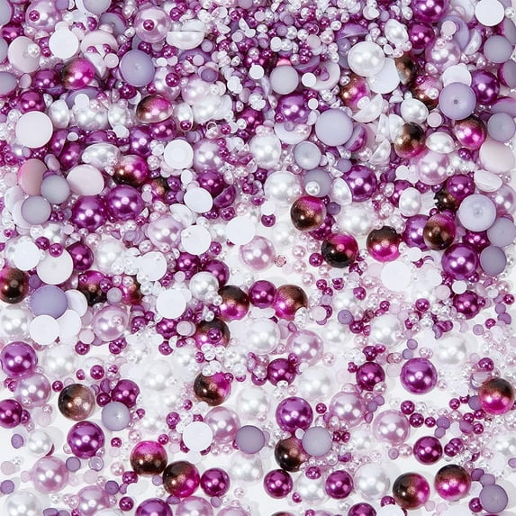 84g 14Styles Flatback Pearls and Flatback Rhinestones Acrylic Rhinestones Gemstones Acrylic Pearl Beads Glass Rhinestone Cabochons for DIY Decoration and Nail Arts - Purple