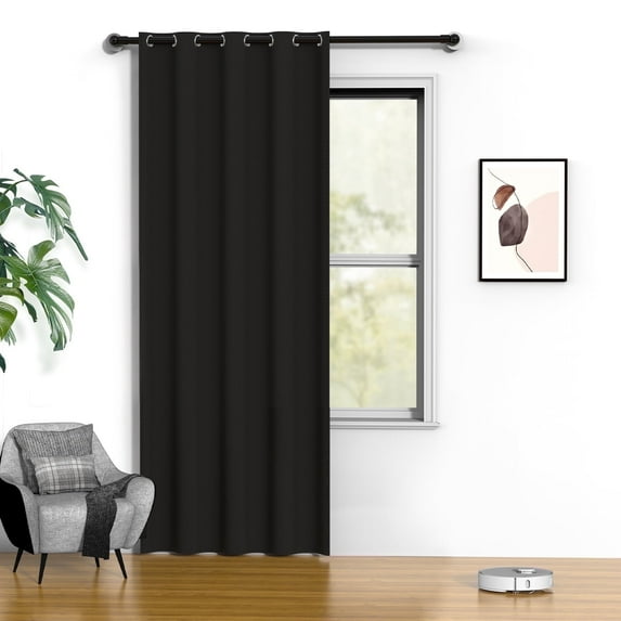 Blackout Curtains, 52 x 84 inch Black Curtain Single Panel, Thermal Insulated Room Darkening Curtains for Bedroom, Privacy Protection