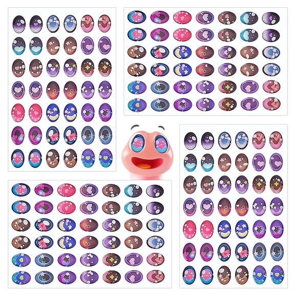 84pairs Decorative Eye Stickers Oval Eye Sticker Label Colorful Eyes Stickers for Making DIY Dolls Makeup Tool Accessories