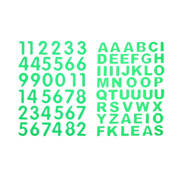 84pcs 0.6/1.2in Glow in The Dark Alphanumeric Luminous Stickers Alphabet Letter Number Set Night Safety Luminous Decals Accessories DIY for Mailbox Laptop Wall Ceiling Car Motorcycle