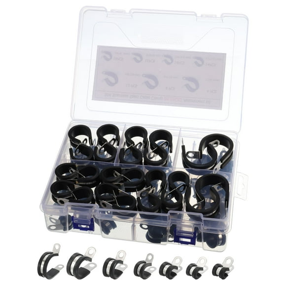 84pcs Cable Clamps Assortment Kit, Stainless Steel Rubber Cushioned Insulated Clamp