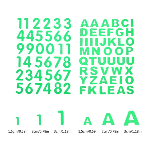 84pcs Glow in The Dark Alphanumeric Luminous Stickers Alphabet Letter Number Set Night Safety Luminous Decals Accessories DIY for Mailbox Laptop Keyboard Wall Ceiling Car Motorcycle (Green)