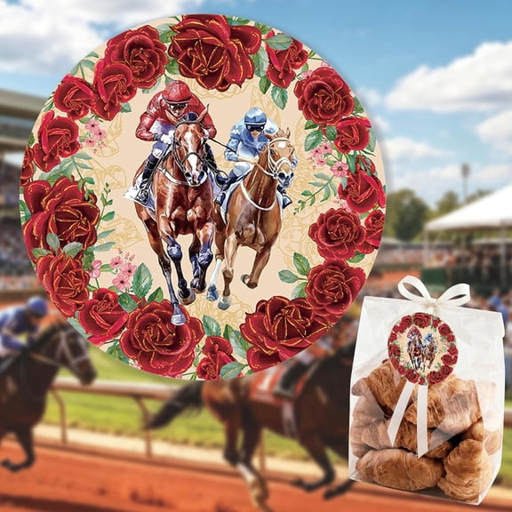 84pcs Kentucky Horse Racing Derby Day Stickers,Festival Sports Holiday for Roses Supplies,Party Favors, Scrapbooking and Home Party Decor.2inches
