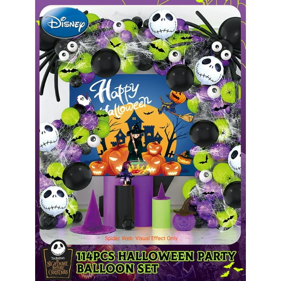 84pcs The Nightmare Before Christmas Balloon Bundle Elegant Jack Themed Purple Green Balloons Halloween Cute Spooky Party Supplies School Events Campus Decoration