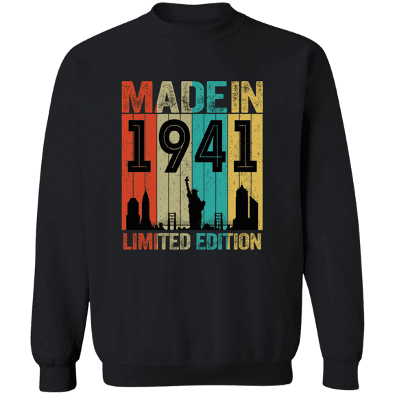 84th Birthday Made In 1941 84 Years Old Born In New York 84 Years Of Being Awesome Crewneck Pullover Sweatshirt