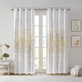 thumbnail image 1 of 84x50 Inches Total Blackout Curtains with Grommet Top Metallic Animal Printed,Efficient Sound Insulation Curtains with Grommets Top Design for Bedroom/ Living Room,White and Gold(Only One Pc Panel), 1 of 9