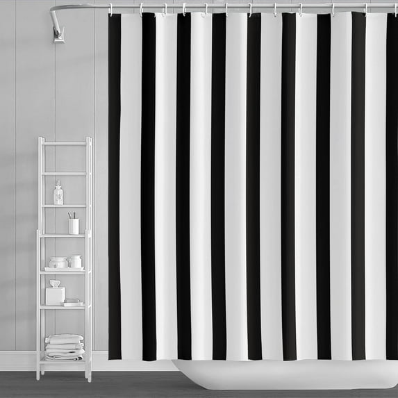 84x72inch Black White Shower Curtain Sets Decor Black and White Vertical Stripes Decor Modern Fashion Simple Bathroom Curtain for Home Bathtub Stall Decoration Hooks Included