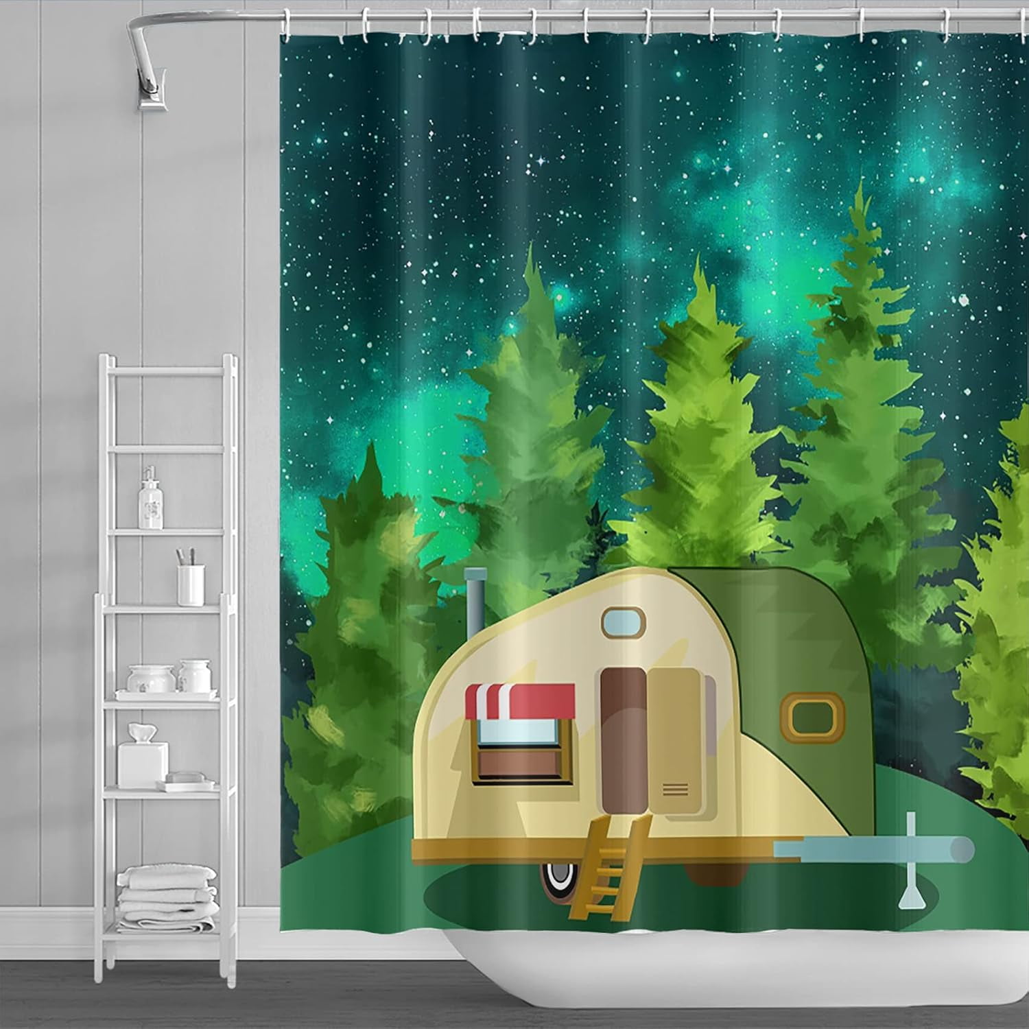 84x72inch Happy Camper Shower Curtain RV Shower Curtain Sets Spring ...