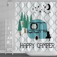 thumbnail image 1 of 84x72inch RV Shower Curtain Sets Happy Camper Outdoor Adventure Camper Trailer Forest Camping Cartoon RV Bathroom Curtain Wavy Line Decorations Bathroom Set Hooks Included Waterproof, 1 of 6