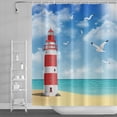 thumbnail image 1 of 84x72inch Seascape Shower Curtain Set Summer Tropical Beach Seaside Scenery Lighthouse Coastline Blue Sky Skyline Seagull Bathtubs Stall Bathroom Curtain with Hooks Waterproof Decor, 1 of 5