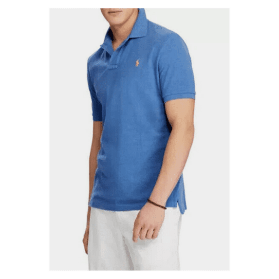 $85.00 Polo Ralph Lauren Men's Short Sleeve Slim Polo Shirt, Blue Heather, S