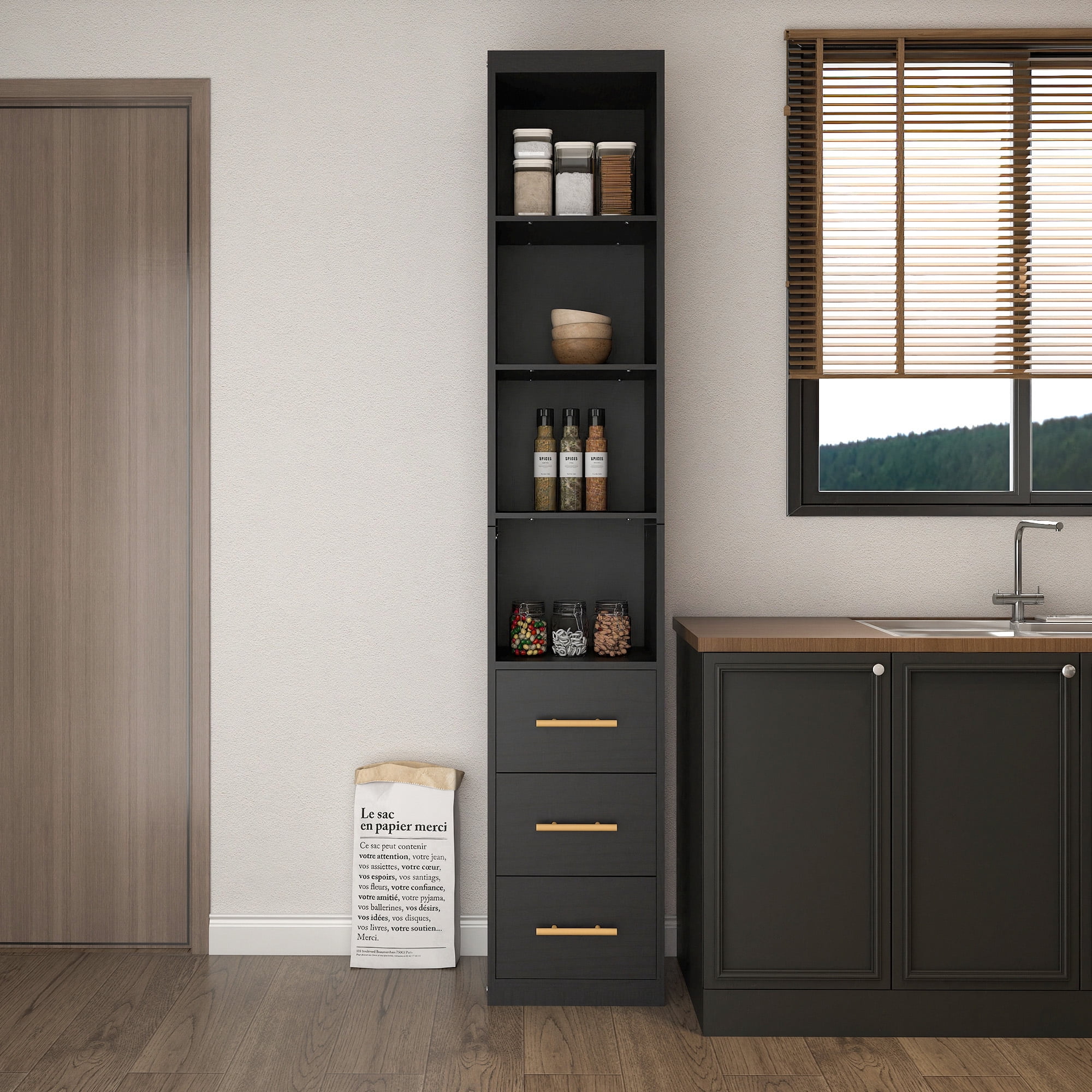 85.04" Tall Storage Cabinet, for Living room or bedroom, Generous ...