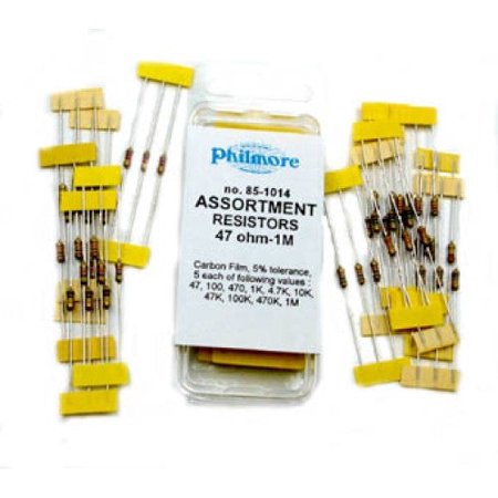85-1014 - RESISTOR SET ASSORTED 1/4W 5% CF 5 EACH OF 11 VALUES (50 pcs/pkg)