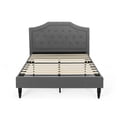 thumbnail image 1 of 85.5" Charcoal Gray and Brown Contemporary Button Tufted Queen Size Bed Frame, 1 of 7