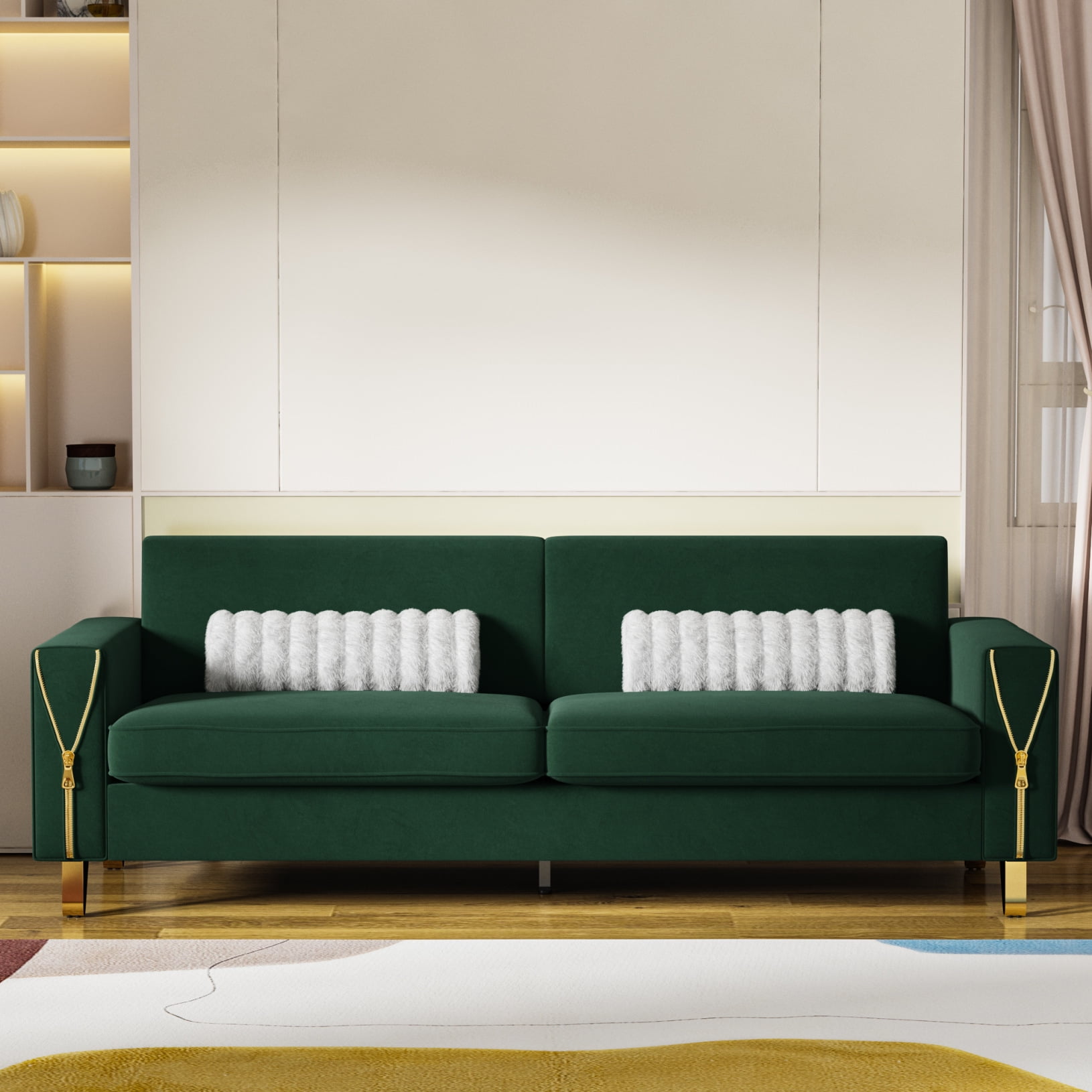 85.63'' Oversized Loveseat Sofa, Luxury 3 Seater Couch with 2 Pillows