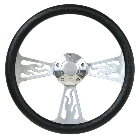 85-88 Chevy Sprint 14" Billet Half Wrap Steering Wheel Black