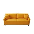 thumbnail image 1 of 85" Accent Sofa, Modern Linen Couch with 2 Pillow and Solid Wood Frame, Plastic Feet, Three-person Indoor Sofa, Mid Century Modern Sofa Couch for Living Room, Orange, 1 of 9