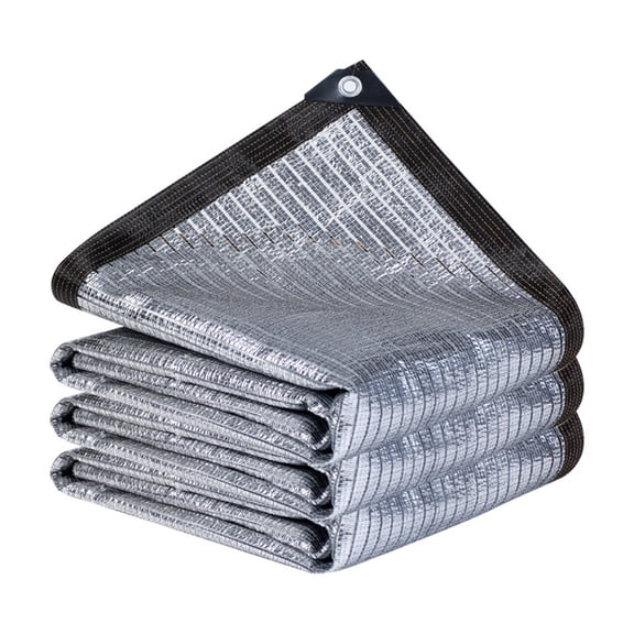 85% Aluminum Shade Cloth 6.5 FT x 6 .5FT, Durable Mesh Silver Tarps with Grommets Reflective Sun Shade Net Cover for Pet Shade, Car Cover, Patio Garden, Pergola, Plants Growing, Pools(2 pcs)