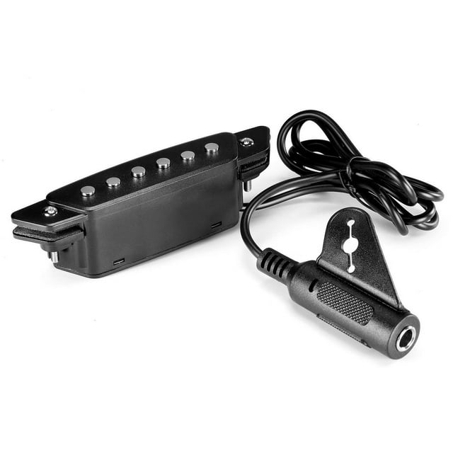 85 Black 6 Hole Soundhole Pickup with Active Power Strap EndPin Jack for Acoustic Guitar