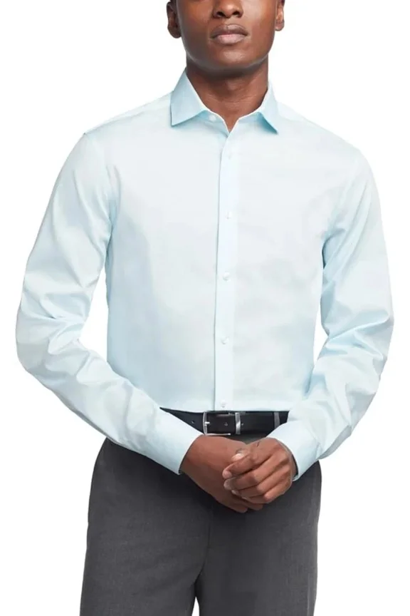 $85 Calvin Klein Men's Regular Fit Non Iron Dress Shirt, Mint Julip, L 16 32-33