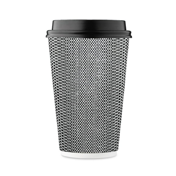 85 Count Black Disposable Double-Walled Ripple Paper Hot Drink Cups