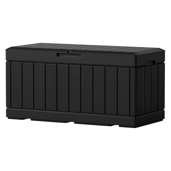 85 Gallon Large Resin Waterproof Outdoor Storage with Padlock Indoor Outdoor Organization and Storage Container for Patio Furniture Cushions, Garden Tools (Black)
