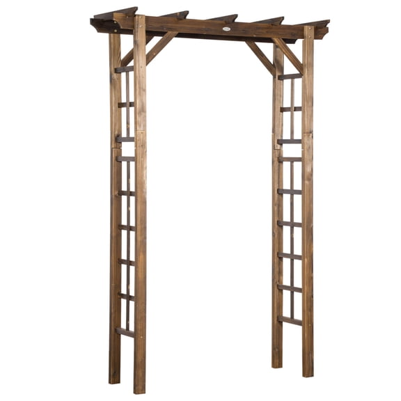 85 Inch Carbonized Solid Fir Wood Garden Arbor Trellis, Pergola-Style Outdoor Arch for Climbing Vines & Wedding Ceremony Backdrop
