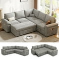 thumbnail image 1 of 85 Inch Modular Sectional Sofa Couch with Pull Out Bed, L Shaped 5 Seat Cloud Sectional Sleeper Sofa with Storage, Removable Sofa Cover, Light Gray, 1 of 9