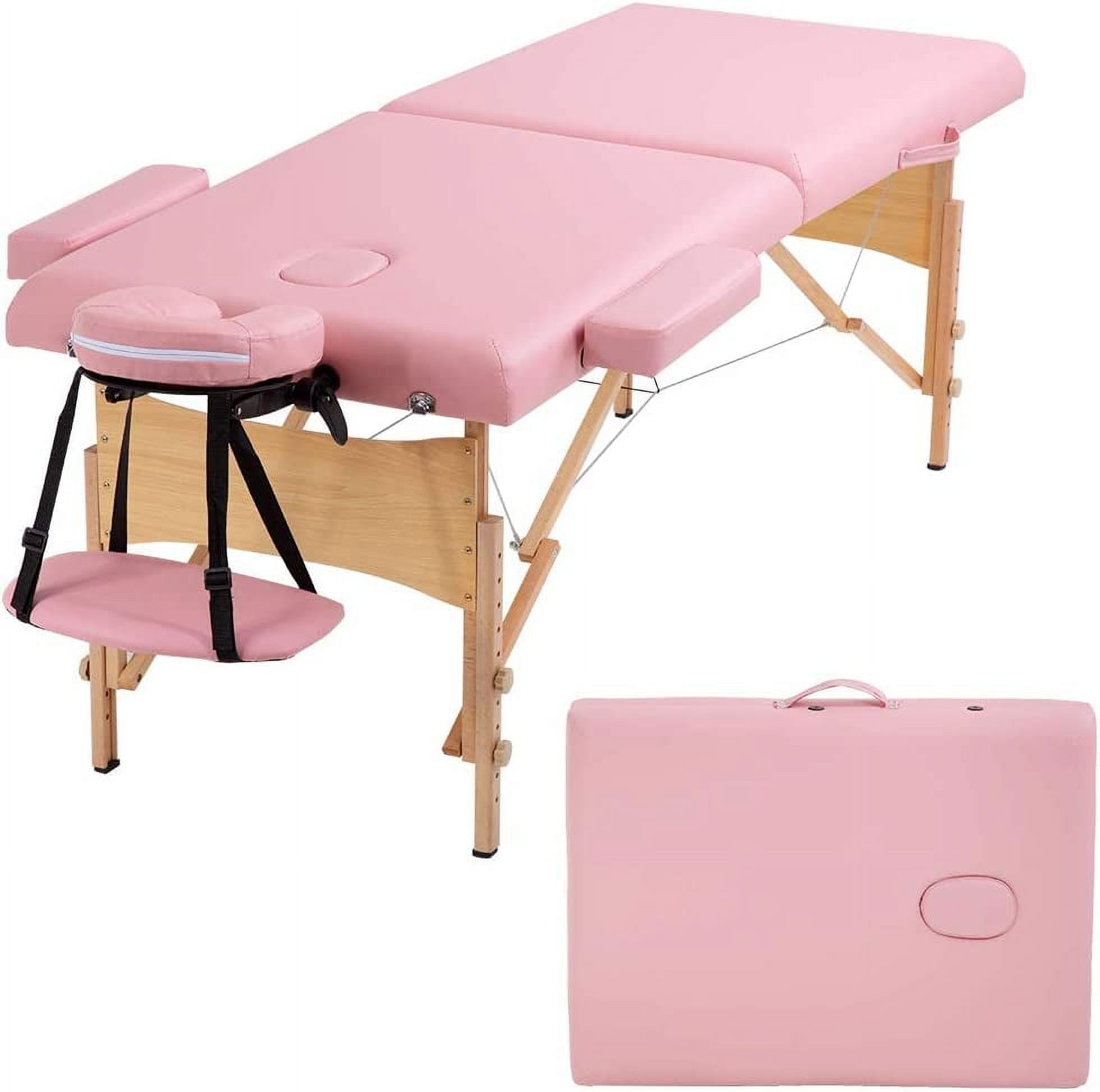 85 Inch Portable Massage Table Massage Bed SPA Bed Height Adjustable 2 Fold PU 2 Inch Thick Sponge Deluxe Backpack - image 1 of 7