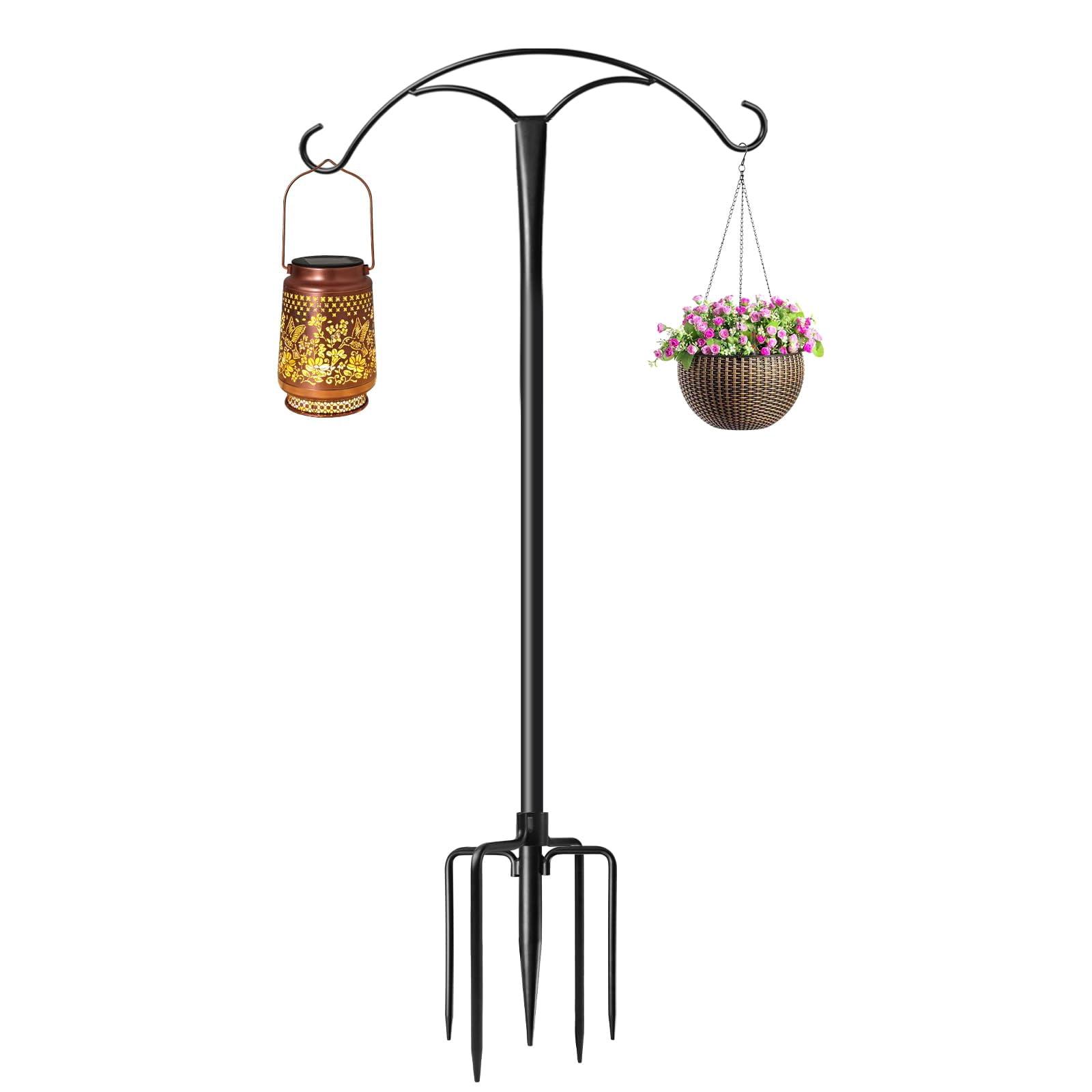 85 Inch Shepherds Hooks For Outdoor Heavy Duty With 5 Prong Base  Adjustable Stand Hanger Garden Plant Hummingbird Feeder Lantern Hanging Wedding Decor (1 Pack)