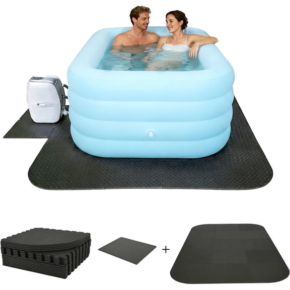 85 Inch Square Hot Tub Mat for Inflatable Tub, 1/2" Thickness Hot Tub Pad Foundation, Upgraded Eva Foam Padding for Outdoor Hot Tubs Non Slip Pool Spa Pad Game Camping Mat(Black)