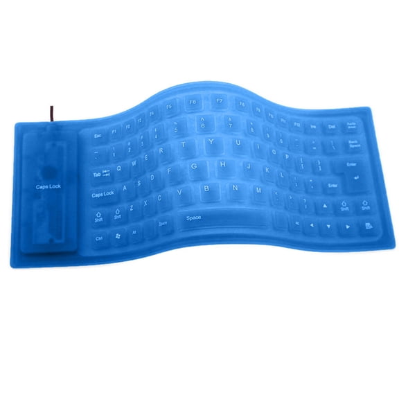 85-Key Flexible Silicone Keyboard, Waterproof and Dustproof Foldable USB Wired Keyboard for PC, Laptop, and Travel Use B#007 Cyan