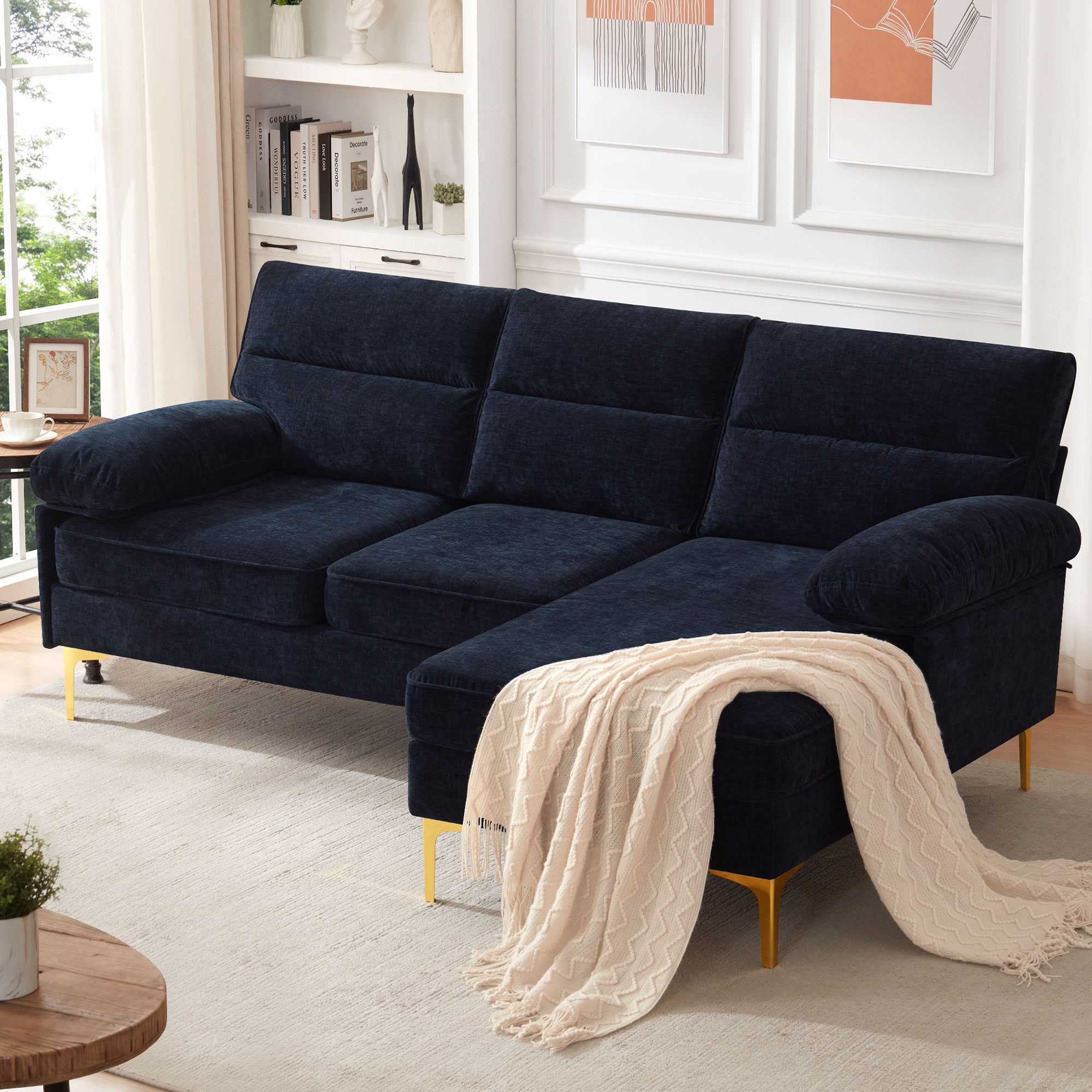 85'' Modern Sectional Sofas Couches for Living Room, Chenille L Shaped