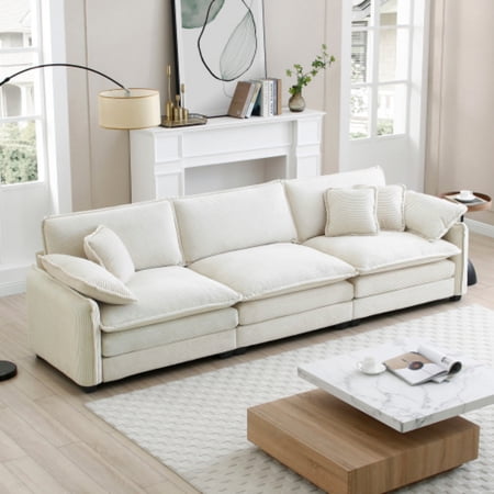 85" Modular Sectional Sofa, Fabric Sectional Couch, Cloud Sectional Sofa with Comfortable Cushioned Solid Wood Frame Free Combination Effortless Setup for Living Rooms Apartments, Apartments, Grey