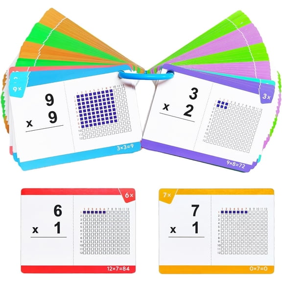 85 Multiplication Flash Cards -  Facts 0-12 Times Tables Math Chart, for 1st to 3rd Grades, Educational Homeschool Supplies Tools