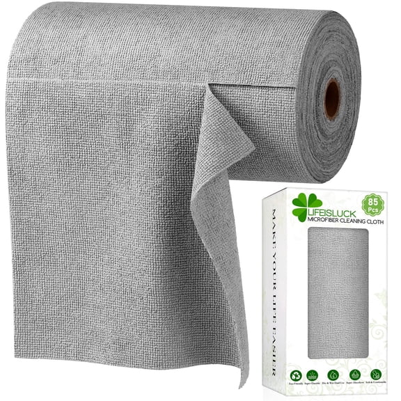 85 Pack Reusable Tear Away Microfiber Cleaning Cloth Roll, 10" x 10" Value Pack Kitchen Towels Washable Cleaning Rag Towels Multi-Purpose Microfiber Dish Cloths for Auto, House, Garage, Kitchen VT1