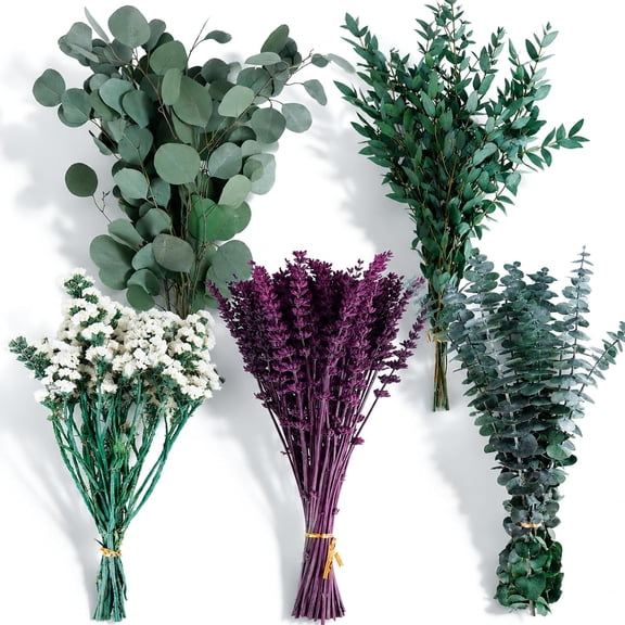 85 Pcs Mixed Eucalyptus & Lavender for Shower, 17" Dried Natural Preserved with Purple Statice, Shower Hanging Aromatherapy, Home Spa Flower Decor, DIY Vase Filler