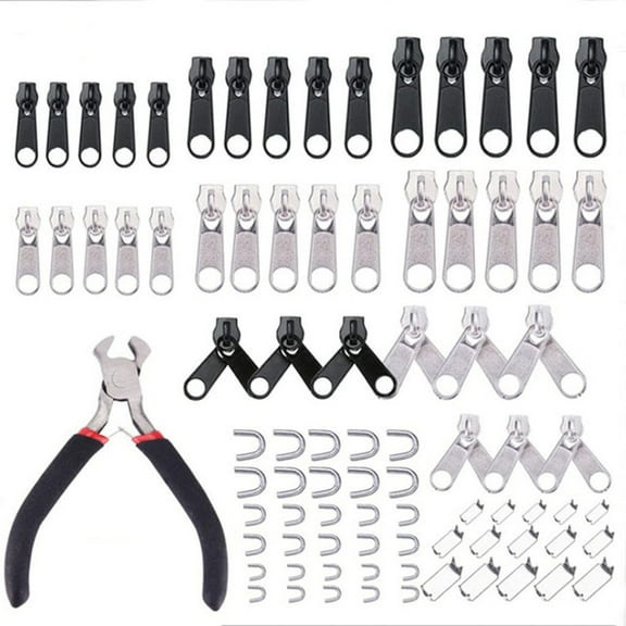 85 Pcs Pure Copper and Zinc Alloy Zipper Replacement Zipper Repair Kit with Plier Tool