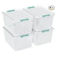 thumbnail image 1 of 85 Qt Storage Bins with Lids & Wheels - 4 Pack Clear Plastic Storage Containers - Large Storage Box for Clothes, Holiday Decorations, Toys - 24.8 x 18.1 x 13.4 Inch, 1 of 7