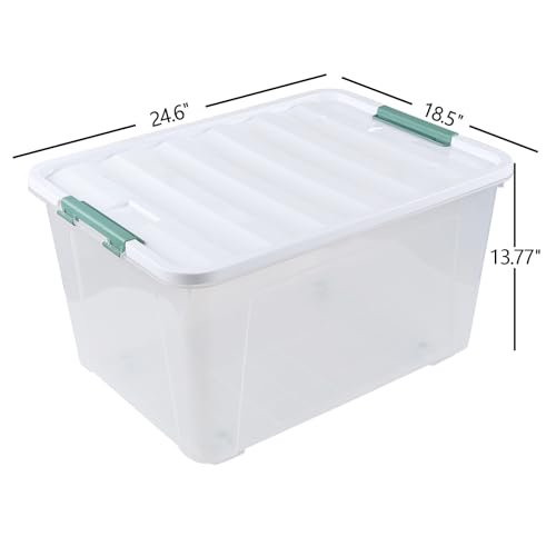85 Quart Plastic Clear Bins with Lids, Large Plastic Storage Boxes with