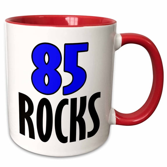 3drose, 85 Rocks. Blue., 11oz Two-tone Red Mug